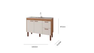Armário para cozinha balcão Slim 114cm. Fornecedor: MGM Móveis.
